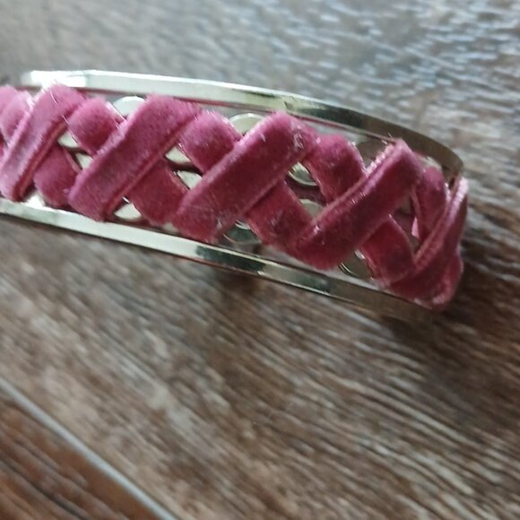Pink Velvet Braided Cuff Bracelet - Picture 5 of 6
